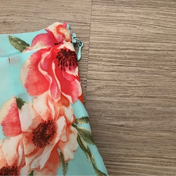 Show Me Your Mumu Skater Mini Skirt Devon Floral Print Blue Pink Lined Size S - Picture 3 of 10